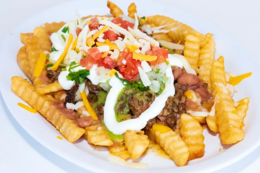 Pico Pica Rico | Carne Asada Fries - Carne Asada, Beans, Cheese, Guacamole, Sour Cream, Onions Tomatoes | Sherman Oaks 