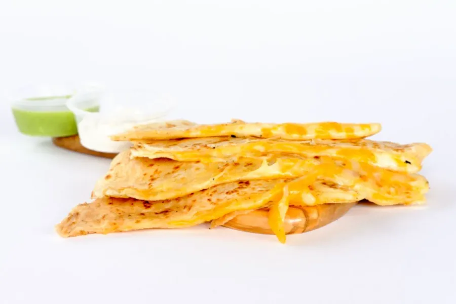 Pico Pica Rico | Cheese Quesadilla - Cheddar Cheese Blend - on a Flour Tortilla with Cheese & Sour Cream | Sherman Oaks 