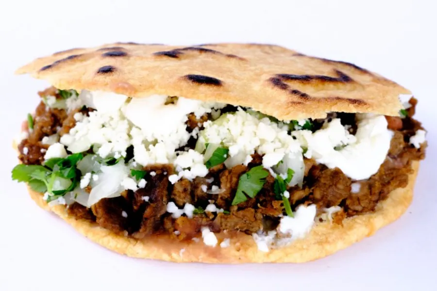 Pico Pica Rico | Gordita- Handmade Tortilla, stuffed w/ Beans, Onions, Cilantro, Queso Fresco, Sour Cream & Hot Salsa | Sherman Oaks 