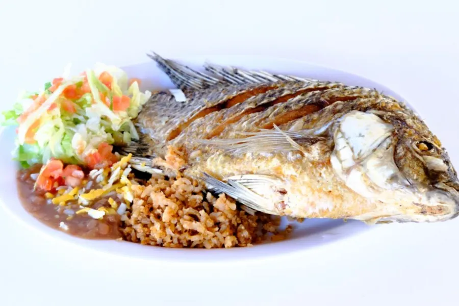 Pico Pica Rico | Mojara Tilapia Fish - Whole Tilapiafish, Fried, Seasoned with Salt & Pepper, Rice & Beans, Small Salad & Handmade Tortillas | Sherman Oaks 