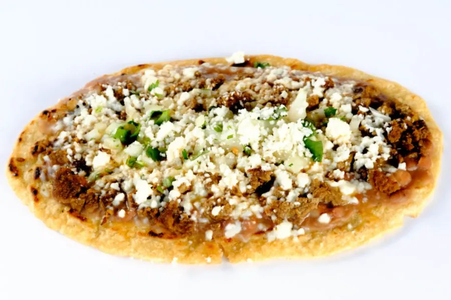 Pico Pica Rico | Regular Huarache - Beans, Hot Salsa, Queso Fresco, Onions & Cilantro | Sherman Oaks 